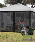 10x10 Ft Pop Up Canopy Mosquito Netting With Zipper Doors Universal Bug Screen Enclosure For Camping Patio And Backyard Create A Bug Free Outdoor Space While You Kick Back Black installed in garden
