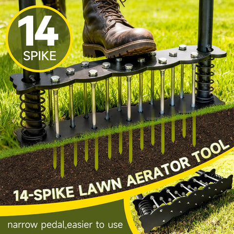 14 Spike Lawn Aerator Tool With Spring Loaded Design For Effortless Aeration In Your Yard Manual Grass Aerator Spike Tool