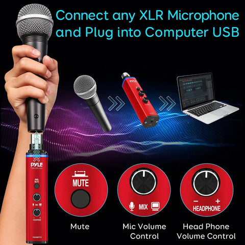 XLR To USB Microphone Adapter for Digital Recording Plug And Play Mic To PC Interface with Mute and Volume Controls