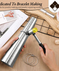 Person using Complete Jewelry Sizer Kit With Ring Mandrel And Bracelet Mandrel Rubber Hammer for bracelet repair
