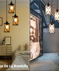 Dope Three Light Industrial Pendant Light With Black Metal Cage And Glass Shades for modern and traditional settings