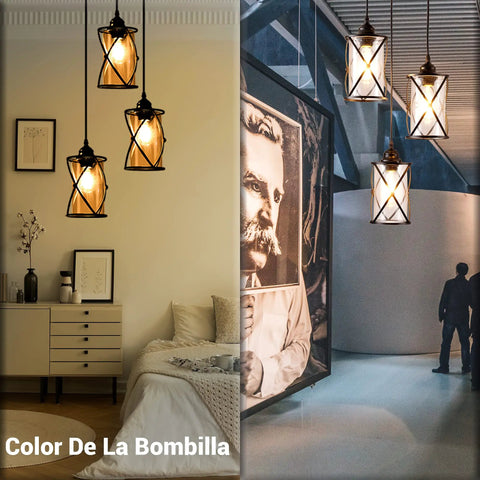 Dope Three Light Industrial Pendant Light With Black Metal Cage And Glass Shades for modern and traditional settings