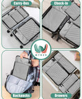 4 Piece Packing Cubes Travel Set For Luggage With Double Zippers And Mesh Top Grey Organizer Bags In carry-ons, drawers, backpacks, check-in bags