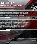 Image explaining DASM Whisperer for Jeep Wrangler JL and Gladiator JT stability systems and tire size compatibility.