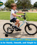 Child riding bike with Heavy Duty Training Wheels For 12 14 16 18 20 Inch Kids Bikes, Universal Fit On Most Single Speed Bicycles