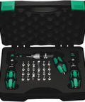Kraftform Torque Screwdriver Set With Rapidaptor Bitholder, 0.3-6.0 Nm, 27 Pieces in durable case, open showing bits and tools