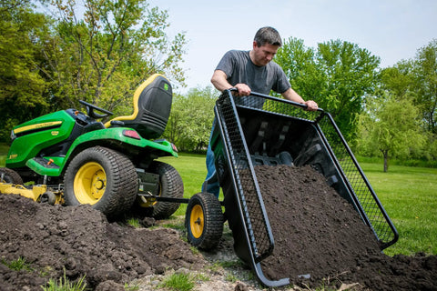 Heavy Duty Lawn And Garden Trailer With 900 Lb Capacity 15 Cu Ft Poly Tub Tilt And Pivot Frame used for unloading soil in garden
