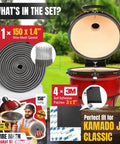Fiberglass Gasket Replacement Kit For Kamado Joe Classic And Big Green Egg, 150 Inch Wire Mesh Gasket Set shown with grill.