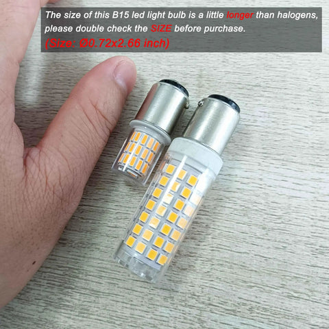 Dimmable BA15D LED Bulbs 6W 120V Soft Warm White 2700K Double Contact Bayonet Base shown in hand for size comparison