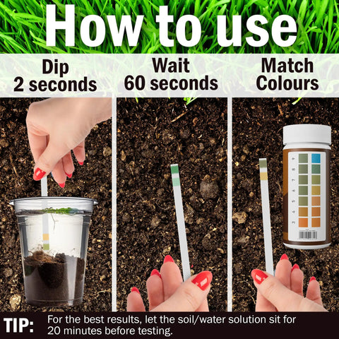 Hands using 100 Pack Soil pH Test Strips Kit With Fast And Accurate Readings For Garden Lawn And Plants 3 To 9 pH Range