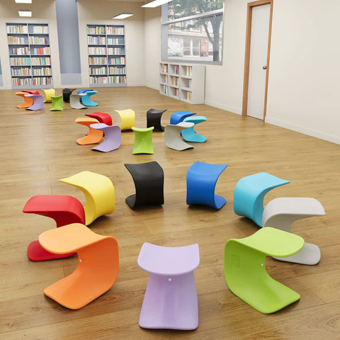Wave Seat Perch Stool 14 To 15.1 Inch Seat Height Flexible Seating For Classrooms Black 2 Pack Kid Friendly Ergonomic Multi Mode Stool That Evolves From Inverted Rocker To Saddle Seat To Perch