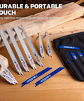 WORKPRO 32-piece reciprocating saw blade set for metal and wood cutting with organizer pouch