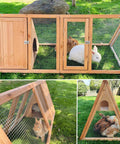Outdoor Rabbit Hutch And Chicken Coop With Ventilated Wire Run And A Frame Design, Wooden Small Animal Cage For Garden Use