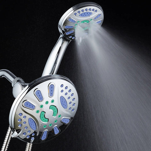 3-In-1 High-Pressure Shower Head With 48 Modes, 7-Inch Chrome Finish, Anti-Clog Microban Jets spraying water stream