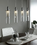 Dope Glam 4-Branch LED Pendant Light with dimmable function and 71-inch adjustable height glass fixture over dining table