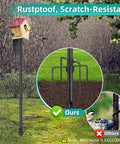 Heavy Duty Outdoor Bird Feeder Pole Kit With 60 Inch Ground Mount, 5 Prong Base, Adjustable Feeding Stand installed in garden