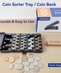 Coin Counter Tray With Cover Dual Pack Mini Coin Sorter Tray For All US Coins Pennies Nickels Dimes Quarters Display