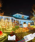Festive house with holiday lights using 10 Pack Solderless LED Strip Connectors With 16.4 Ft Extension Cable For Easy LED Light Install.