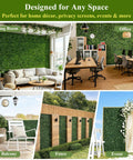 28 Pack Artificial Grass Wall Panels 10x10 Inch Faux Boxwood Privacy Screen UV Resistant for indoor outdoor DIY setup in various settings