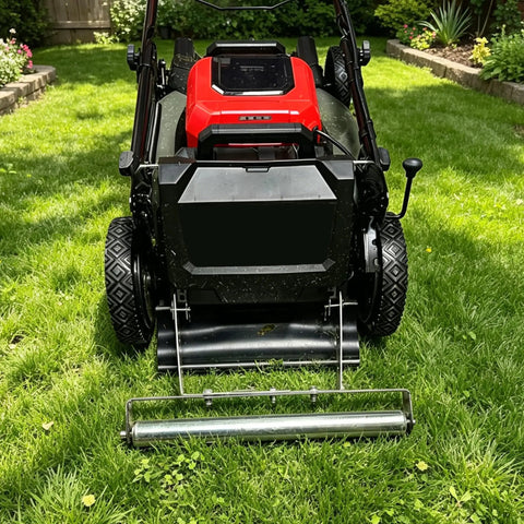 Lawn mower on grass near Two Pack 16 Inch Conveyor Roller With Four Brackets 1.5 Inch Stainless Steel Roller Galvanized Axle And Brackets