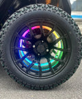 2026 Model 4 Plus 2 Seater Electric Golf Cart With 48V Lithium Ion Battery Long Range And 14 Inch Off Road Tires solid black tire with colorful rim lights