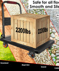 Hella Heavy Duty 5 Inch Caster Wheels Set of 4, Braked Swivel Casters on a cart with 2200lbs on various terrains.