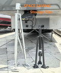 King Pin Tripod Stabilizer Jack For 5th Wheel RV, Drill-Adjustable, 5000 Lb Load Capacity, showing compact storage size.