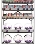 Built Like A Tank Retail Floor Display Rack For Round Chain Pails And Cable Reels With Integrated Chain Cutter Real Deal Hardware Merchandiser 64 By 44 By 18 Inches showcasing organized hardware cables and chains.