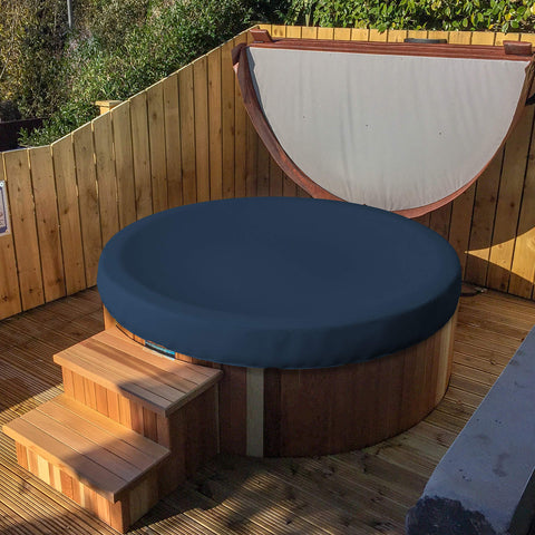 Round Hot Tub Cover For 90 Inch Spa, Waterproof UV Resistant Outdoor Protector With Elastic Hem, covering wooden hot tub