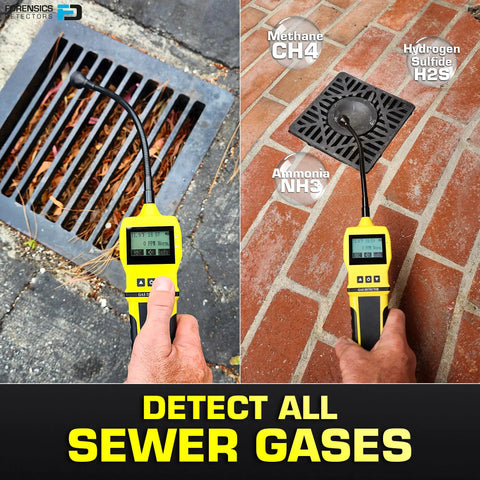 Detecting sewer gases using Sewer Gas Leak Detector Pro Grade With 20 Year Japanese Sensor in drains and sewage applications.