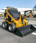 All Terrain Rubber Tracked Skid Steer Loader With Heavy Duty Build And High Flow Hydraulics For Farm Work next to airplane