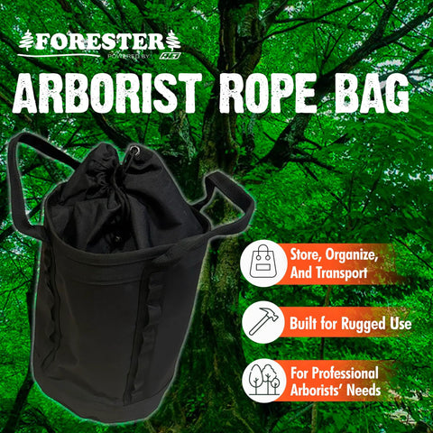 Black large arborist rope bag bucket style storage for tree climbing gear heavy duty nylon gear bag with handles
