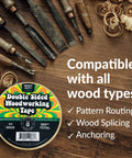 Heavy Duty Double Sided Woodworking Tape 1 Inch Wide 60 Feet Per Roll 180 Feet Total Silicone Based Adhesive with woodworking tools