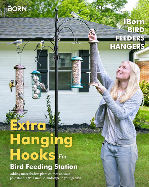 Heavy Duty 12.2 Inch Metal Bird Feeder Hooks For 1 Inch Poles Outdoor Hanging Station Kit Extra Hooks For Hummingbird Feeders And Plant Hangers Pack Of 2