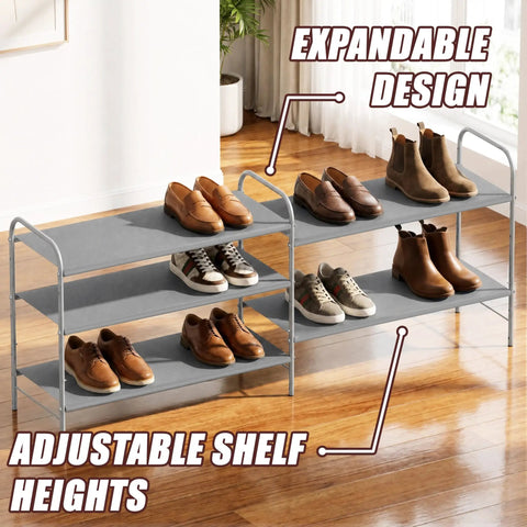 Legit Heavy Duty Three Tier Shoe Rack Storage Stand Fits All Your Daily Kicks Perfectly For Entryway Dorm Or Hallway Hold Up To Sixteen Pairs Without Any Hassle Built With Tough Metal Shelves In Chill Grey Tone