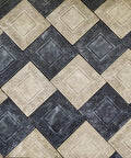 Close-up of decorative flagstone pavers created using the Five Piece Concrete Molds Set For Flagstone Paving Ideal For DIY Garden Path Walkway Patio Stone Casting Molds ABS Plastic 12x12 Inch Each Easy Release, featuring intricate patterns in alternating colors.
