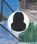 Black Polyethylene Chain Link Fence Privacy Strip Kit, 492 Feet Total, UV Inhibited For Long Lasting Privacy shown with installation examples