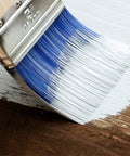 Close-up of 3 inch flat brush from Two Pack Wood Handle Paint Brush Set Featuring 3 Inch Flat And 2.5 Inch Angled Sash Brushes