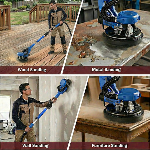 Pro Level 9 Inch 10 Hole Hook And Loop Sanding Discs Set With Free Foam Sponge used for wood, metal, wall, and furniture sanding.