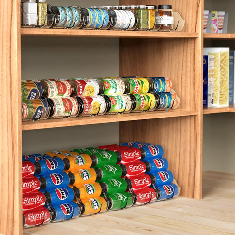 Slick Soda Can Organizer And Drink Dispenser Set Of Two For Fridge Or Pantry With Auto Roll Front To Keep Standard 12 Oz Cans Rolled Right Out Without The Hassle