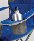 Close-up of Oversize Camping Chair With Cup Holder And Side Pocket, Water-Resistant XL Seat, Supports Up To 600 Lbs, blue fabric