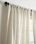 Light Filtering 100 Percent European Flax Linen Curtain 52 By 96 Inches Handwoven Rod Pocket Panel For Living Room And Bedroom Provides Privacy With Soft Natural Light Diffusion OEKO TEX Certified Cozy displayed on a window.