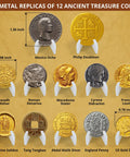 Pirate Treasure Dig Kit for Kids 6 and Up, Uncover 16 Plus Realistic Ancient Coin Replicas, Fool's Gold and Pirate Charms, STEM Archaeology Craft for Necklace Making, Coin Collecting Gift for Curious Explorers. 1:1 metal coin replicas on display