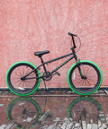 Freestyle BMX Bike For Kids 20 Inch Beginner Friendly Bicycle For Ages 7 To 13 With Durable Hi Ten Steel Frame Black With Green Tires