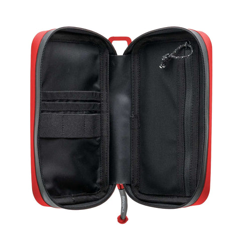 Inside view of Ultra Slick Compact Semi Rigid Utility Organizer Case Built Tough With Weather Resistant Shell, bold red color.