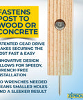 Super UT Newel Post Fastener Bulk Pack for Wrench-Free Staircase Install showcasing anchor in wood for secure connection.