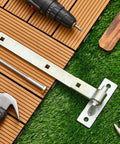 8 Pack 12 Inch Zinc Strap Hinges Set With Wall Mount Gate Hinges Heavy Duty Outdoor Hardware for installation shown