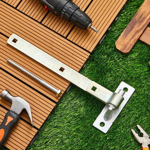 8 Pack 12 Inch Zinc Strap Hinges Set With Wall Mount Gate Hinges Heavy Duty Outdoor Hardware for installation shown