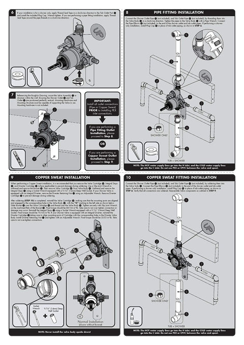 Installation guide for Sentinel Mark II Pressure Balancing Diverter Shower Valve with crimp inlet and durable brass body.