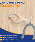Hand holding Heavy Duty Screw In U Utility Hook from Wall Mount Garage Storage Organizer Set, demonstrating easy installation.